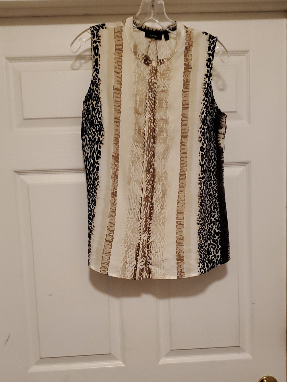 Worthington Sleeveless Animal-Stripe Print Camisole in Black and Cream